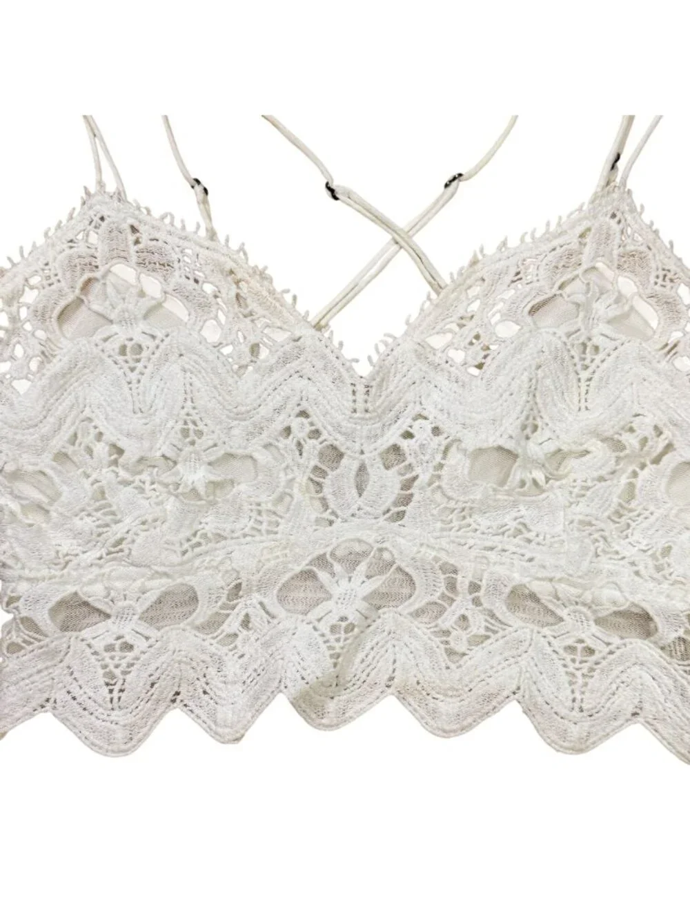 Free People FP One Women’s White Lace Crochet Bralette Cami Top Size Small - Picture 2 of 9